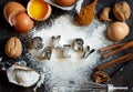 Ingredients and utensils for baking with word Bakery Royalty Free Stock Photo