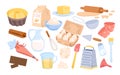 Ingredients, utensils and tools for baking, kitchen collection for cooking bakery recipe