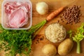 Ingredients that go into making sauerkraut soup.