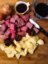 Ingredients that you need to make a good beef stew Royalty Free Stock Photo