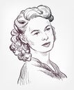 Ingrid Bergman vector sketch illustration portrait Royalty Free Stock Photo
