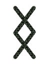 Inguz. Ancient Norse Fleece Futhark. Used in magic scripts, amulets, fortune telling. Scandinavian and Germanic writing.