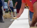 Ingwiller, France - June 9 2018 : World's Longest Flammekueche, Record-Breaking Tarte FlambÃ©e Event in Alsace