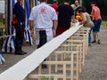 Ingwiller, France - June 9 2018 : World's Longest Flammekueche, Record-Breaking Tarte FlambÃ©e Event in Alsace