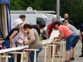 Ingwiller, France - June 9 2018 : World's Longest Flammekueche, Record-Breaking Tarte FlambÃ©e Event in Alsace