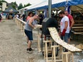 Ingwiller, France - June 9 2018 : World's Longest Flammekueche, Record-Breaking Tarte FlambÃ©e Event in Alsace