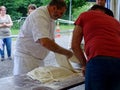 Ingwiller, France - June 9 2018 : World's Longest Flammekueche, Record-Breaking Tarte FlambÃ©e Event in Alsace