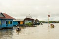 Inhabitants of floating village near Siem Reap on Tonle Sap lake Royalty Free Stock Photo