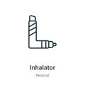 Inhalator outline vector icon. Thin line black inhalator icon, flat vector simple element illustration from editable medical