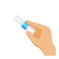 Inhaler in hand for gesture of inhaling the smell, clip art of smelling salt and sniffing, hand gesture of inhale and exhale