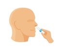 Inhaler in hand with gesture of inhaling the smell, clip art of smelling salt and sniffing, a man gesture of inhale and exhale,