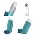 Inhaler icon set, realistic style