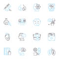 Inherited health linear icons set. Genetics, Heredity, Traits, DNA, Chromosomes, Alleles, Mutations line vector and