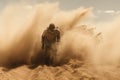 Inhospitable Man desert field smoke. Generate Ai Royalty Free Stock Photo