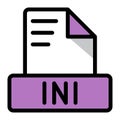 Ini file icon colorful style design. document format text file icons, Extension, type data, vector illustration