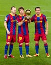 Iniesta, Messi and Xavi with Golden Ball