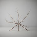 Inimalistic arrangement of thin, bare branches stands upright in a stark, Royalty Free Stock Photo