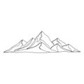 Inimalistic line drawing of a mountain range with five peaks Royalty Free Stock Photo