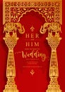 Indian wedding Invitation carddian wedding Invitation card templates with gold patterned and crystals on paper color Background.