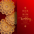 Indian wedding Invitation carddian wedding Invitation card templates with gold patterned and crystals on paper color Background. Royalty Free Stock Photo