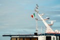 Inishmore, Aran islands, county Galway, Ireland - 18.06.2021: Irish National flag on a aran island ferry