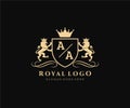 Initial AA Letter Lion Royal Luxury Heraldic,Crest Logo template in vector art for Restaurant, Royalty, Boutique, Cafe, Hotel,