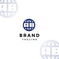 Initial AB Letter Inside Globe Icon Logo Design Royalty Free Stock Photo