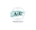 Initial AU Letter Beauty vector initial logo, handwriting logo of initial signature, wedding, fashion, jewerly, boutique, floral