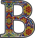 Initial b with colorful mexican huichol art style Royalty Free Stock Photo