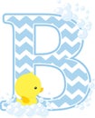 Initial b with cute baby rubber duck