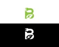 Initial B Letter Electric Bolt Plug Leaf Or Eco Energy Saver Logo Design