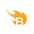 Initial B letter with fire logo Vector design Royalty Free Stock Photo