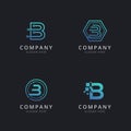 Initial B logo with technology elements template Royalty Free Stock Photo