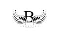 Initial B Typography Flourishes Logogram Beauty Wings Logo