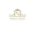 Initial BQ Letter Luxurious Brand Logo Template, for Restaurant, Royalty, Boutique, Cafe, Hotel, Heraldic, Jewelry, Fashion and