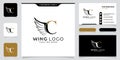 Initial C letter logo and wings symbol. Wings design element, initial logo Wings C icon Royalty Free Stock Photo