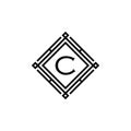 Initial C Monogram simple Luxury Vintage Square. logo design inspiration