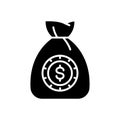 Initial capital black icon concept. Initial capital flat vector symbol, sign, illustration.