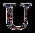 Artcraft beaded mexican huichol initial u