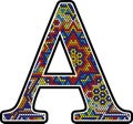 Initial a with colorful mexican huichol art style Royalty Free Stock Photo