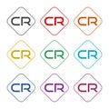 Initial CR Letter Logo, color set