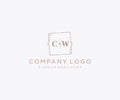initial CW letters Decorative luxury wedding logo