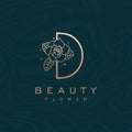 Initial D Flower Beauty Letter Logo Marble Design Vector