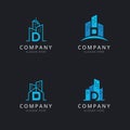 Initial D logo with building elements template Royalty Free Stock Photo
