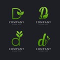 Initial D logo with leaf elements template Royalty Free Stock Photo