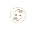 initial DA letters Beautiful floral feminine editable premade monoline logo suitable for spa salon skin hair beauty boutique and