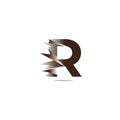 Initial dark red letter R with spike logo design vector template