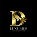 Initial Decorative luxury D Golden letter logo design template vector Royalty Free Stock Photo