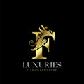 Initial Decorative luxury F Golden letter logo design template vector