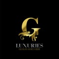 Initial Decorative luxury G Golden letter logo design template vector Royalty Free Stock Photo